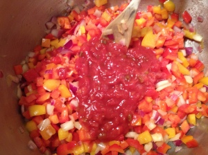 Add the salsa, black beans, chili powder and black pepper, stir and enjoy